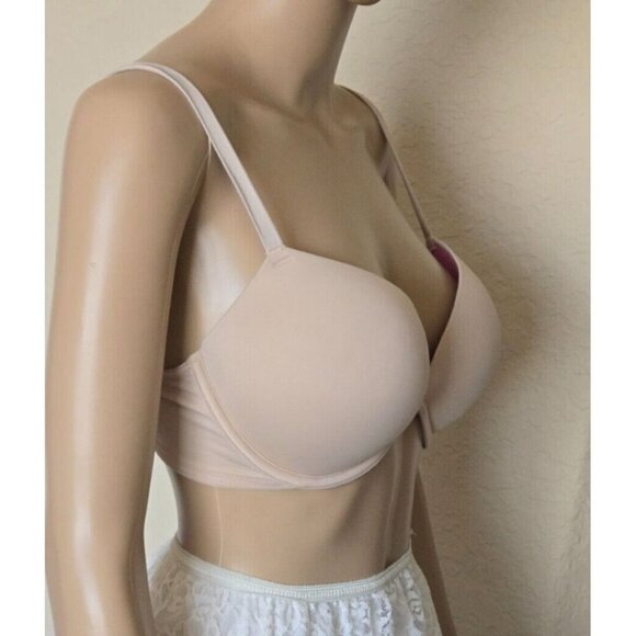 PINK Victoria Secret Wear Everywhere Push Up underwire beige bra size 34D - Picture 2 of 7